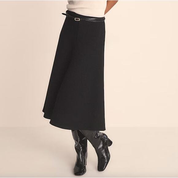 J Crew A-line Circle Skirt In Double Cloth Wool Blend Sze 4 Black Italian Fabric - Picture 1 of 16
